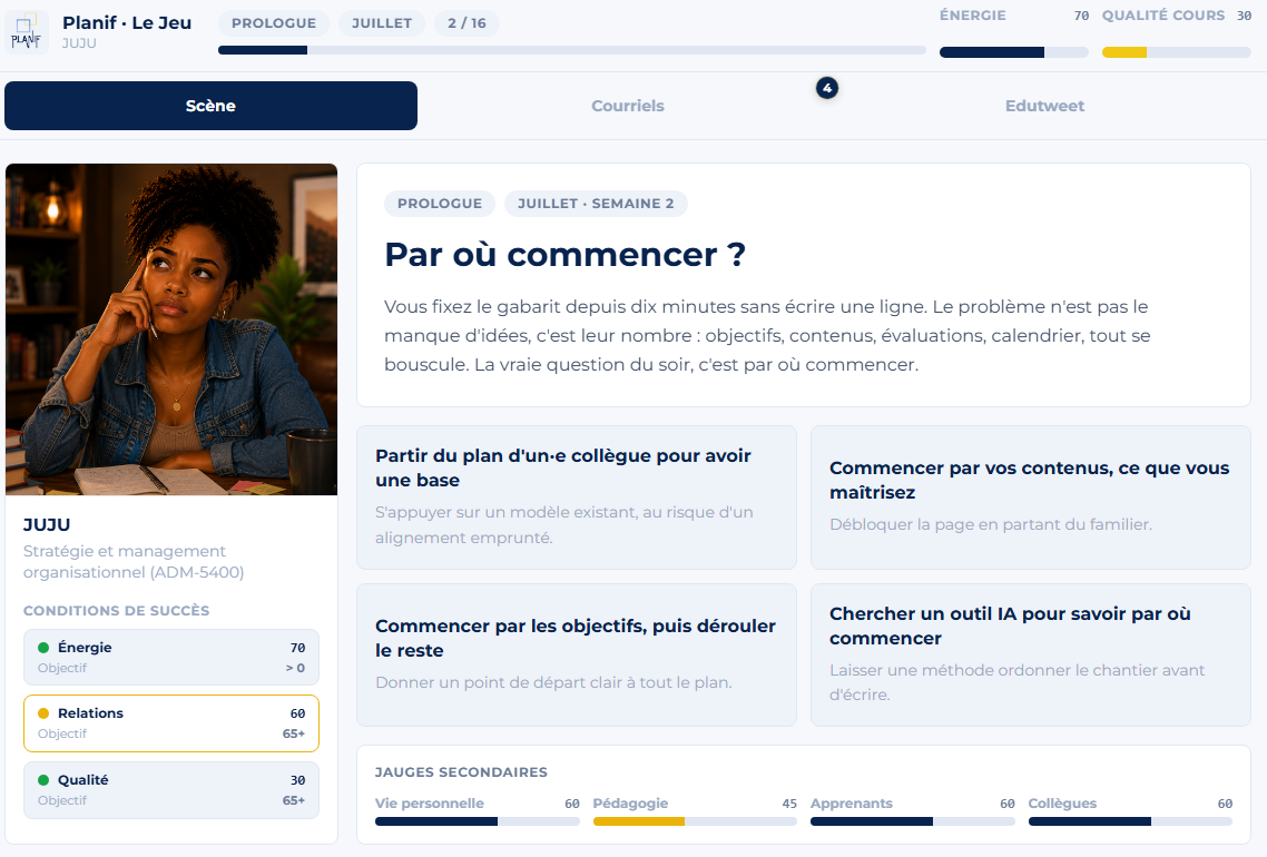 Planif · Le jeu sérieux